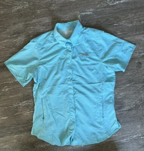 Columbia PFG Shirt Sz Small Vented Fishing Button Women’s Front Teal Omni-Shade - Picture 1 of 17