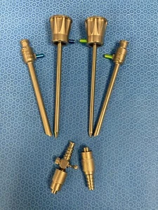 6er Set Linvatec Conmed Dyonics 4,6 mm & 5,8 mm arthroskopische Kanülen & Adapter - Bild 1 von 6
