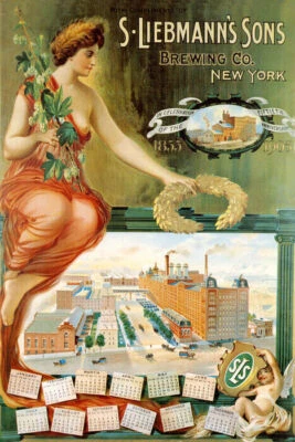 AMERICAN BEER LIEBMANN SONS BREWING NEW YORK WINNER USA VINTAGE POSTER REPRO - Image 1 of 3