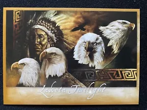 Lakota Twilight. Native American Indian Chief with Eagles. Large 6x4 Postcard. - Picture 1 of 2