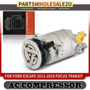 AC Compressor w/ Clutch for Ford Escape 2013-2019 Focus 13 16-18 Transit Connect - Picture 1 of 9