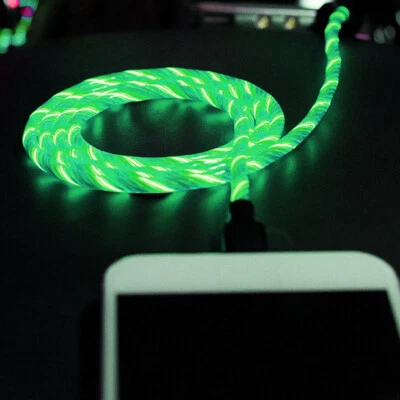LED Light Flow Charging Cable Cord Type C USB Charger Cable For Samsung Android - Image 1 of 4