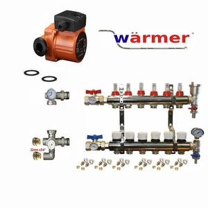 3 ZONE MANIFOLD FOR UFH CIRCULATING PUMP 25-40/130 BLENDING VALVE MIXING SET - Picture 1 of 15