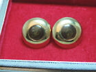 Signed BG Brown Enamel Gold tone Pierced Button Earrings Ce 15