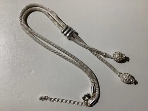 Ref:23 Silver Tone Rope Style Necklace With Gem Stone Baubles / Pendant Clip - Picture 1 of 10