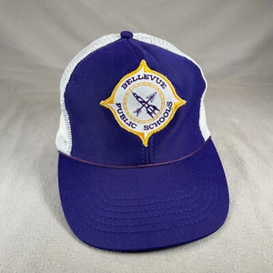 Sombrero Bellevue Escuelas Públicas M/L Púrpura Snapback Malla Trasera Cuerda De Colección Nebraska - Imagen 1 de 11