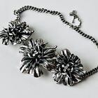 Ladies Fossil Floral Fashion Chain Necklace Large Flower With Crystal Centers