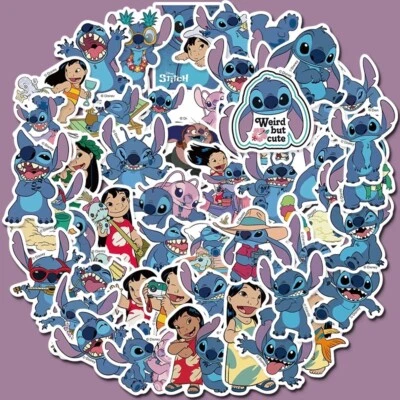 50 Pcs Disney Cute Lilo And Stitch Stickers Car Skateboard Luggage Suitcase NEW - Image 1 of 4