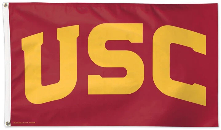 USC TROJANS Gold-on-Cardinal-Style Official NCAA 3'x5' DELUXE TEAM FLAG - Image 1 of 1