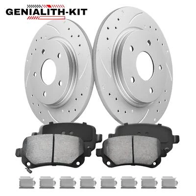 305mm Rear Drilled Rotors Ceramic Brake Pads for Chrysler Town & Country Journey - Imagem 1 de 4