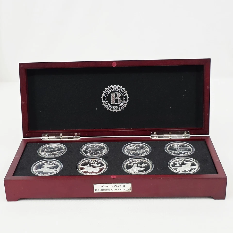 WWII Bombers One Crown Coin Set Bradford Exchange 75th Anniversary w/ Case - Image 1 of 4