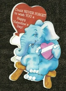 Vintage Stanzform UNBENUTZT Valentinstag BLAUER ELEFANT mit PINKEM HERZ nie vergessen - Bild 1 von 2