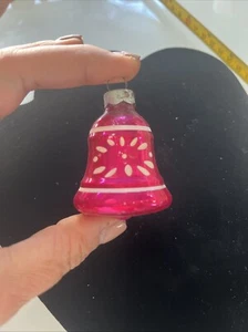 Antique Glass Christmas Ornaments German Vintage Tree Pink Bell Holiday - Picture 1 of 6