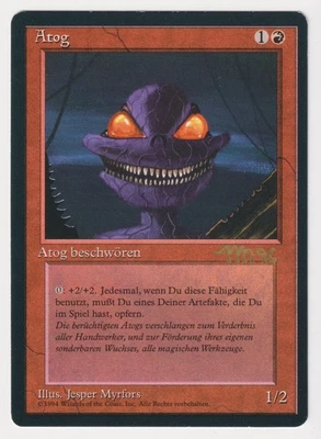 Gold Signed German Atog HP Revised FBB Artist Jesper Myrfors Dated 96 MTG Magic! - Image 1 of 2