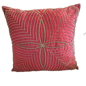 Borgata Cuscino Decorativo Ornato Pergamena Perline Splendido Arredamento Casa Rosso 16X16 - Foto 1 di 12