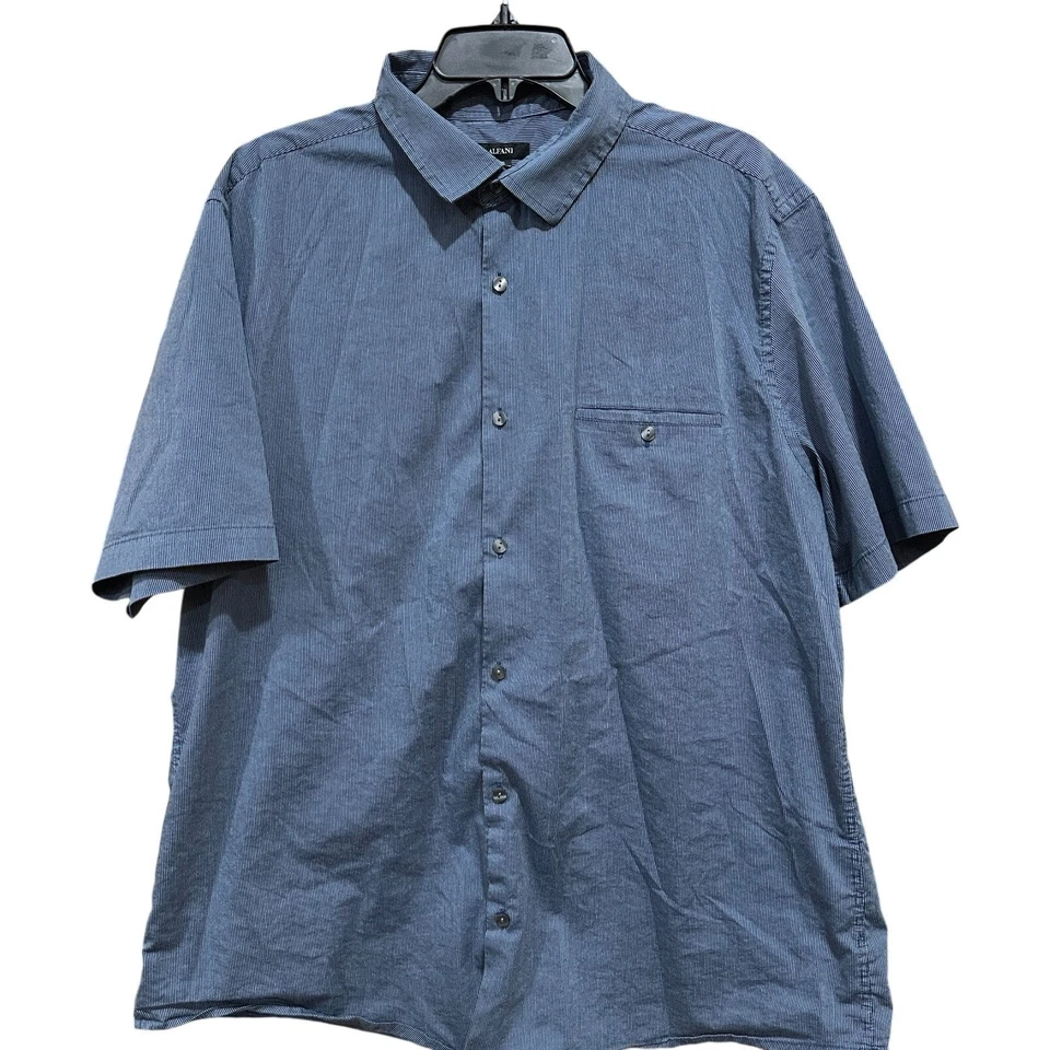 Camisa Alfani Hombre 2XL Azul Manga Corta Abotonada Elastizada Bolsillo Ligera Foto 1 de 4