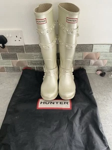 Hunter Tall Festival 2011 Studded Wellingtons UK size 5- Special Edition pearl - Picture 1 of 9