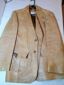 VINTAGE 70er Jahre - Grais Leder Sport / Trench Jacke/Mantel - Größe 42 - KOSTENLOSER VERSAND! - Bild 1 von 18