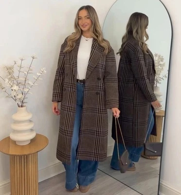 Zara AW25 Plaid Check Oversized Coat Double Breasted S M XL Ref 8372/275/330 - Image 1 of 4