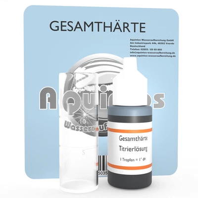 AQUINTOS WASSERAUFBEREITUNG Titrierlösung Prüfbesteck Wassertester Trinkwasser Brunnenwasser Kalk Test 15ml