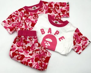 Bape A Bathing Ape ABC Camo Baby Milo Kid's Size 120 Pink 3-Piece Set - Picture 1 of 8