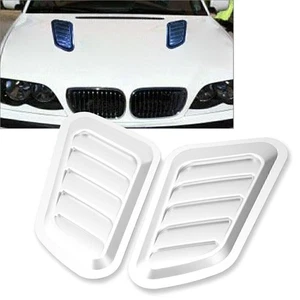 2x Silver Auto Decor Air Flow Intake Hood Scoop Vent Bonnet Cover Universal - Picture 1 of 3