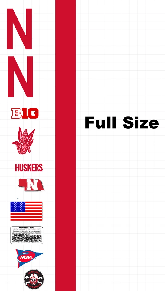 Calcomanías de casco de fútbol americano NEBRASKA CORNHUSKERS tamaño completo 8 mil envoltura convexa Foto 1 de 1