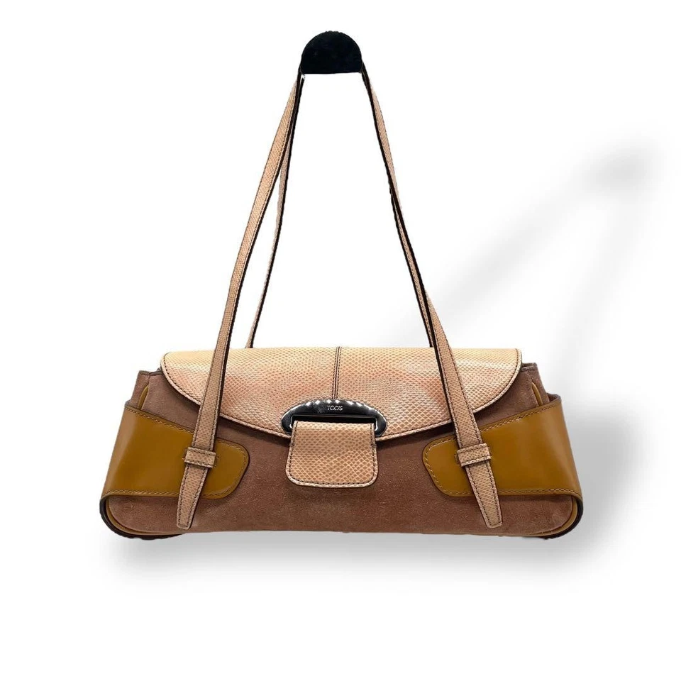 TOD'S logo engraved Suede shoulder bag in leather Brown Pink Beige Women's Bag - Image 1 of 4