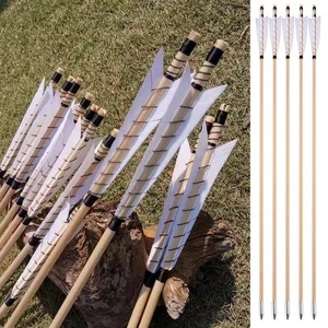 Archery Wooden Arrows 5" Turkey Feathers Traditional Bow Hunting Shooting Target - Picture 1 of 15