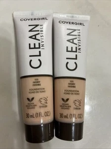 (2) Covergirl Clean Foundation Invisible #105 Ivory - Picture 1 of 1