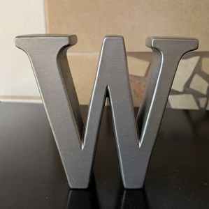 Silver Painted Resin "W" Initial - Picture 1 of 4