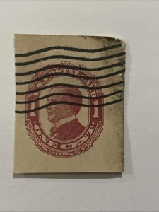 USA Red 1 Cent McKinley Postal Card Cut Square - Picture 1 of 1