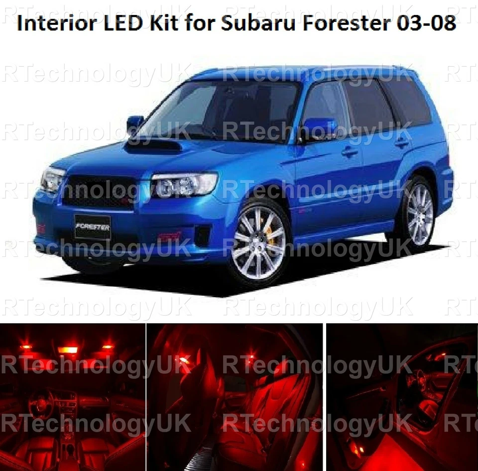 JUEGO DE ACTUALIZACIÓN INTERIOR LED ROJO PREMIUM XENÓN para SUBARU FORESTER 2003-2008  Foto 1 de 1