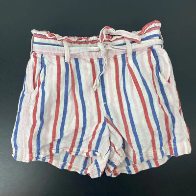 Pantalones Cortos Gap Niños Niñas Talla S 6/7 Lino Algodón Rayas Bolsa de Papel Rojo Blanco Azul Foto 1 de 4