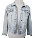 Mudd Denim Jean Jacket Womens Button Front Distressed Blue Pockets Size M