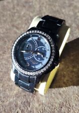 Black MOP Zodiac Watch Streamline Crystal Bezel Chronograph Swiss Made ZO3914