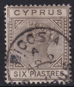 CYPRUS QV SG36, 6pi olive-grey, good USED. Cat £750. WMK CA DIE II. CDS - Picture 1 of 2