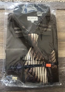 Mens Spread Collar Brown French Cuff Dress Shirt Tie Karl Knox 18 /2 34/35 NEW - Picture 1 of 19