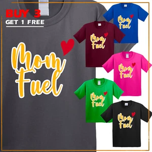 Mom Fuel Heart Happy Mothers Day Funny Kids Short Sleeve T Shirt USA New Gift - Picture 1 of 14