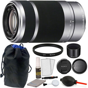 Sony E 55-210mm f/4.5-6.3 OSS E-Mount Lens (Silver) + 49mm UV Filter & More!