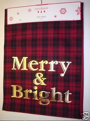 New Storehouse Wool Blend Table Runner 16x90" Red Black Tartan Plaid Holiday - Image 1 of 3
