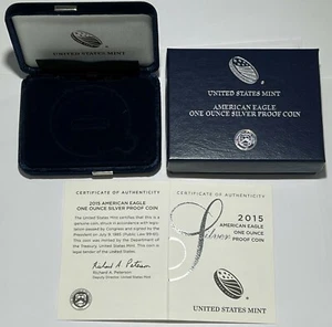 NO COIN 2015 W $1 PROOF SILVER AMERICAN EAGLE BOX & COA NO CAPSULE - Picture 1 of 3