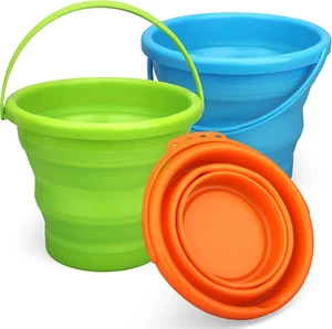 Collapsible Bucket Sandbox Kit–Foldable Sand Pail for Beach,Camping & Kids' Play - Picture 1 of 12