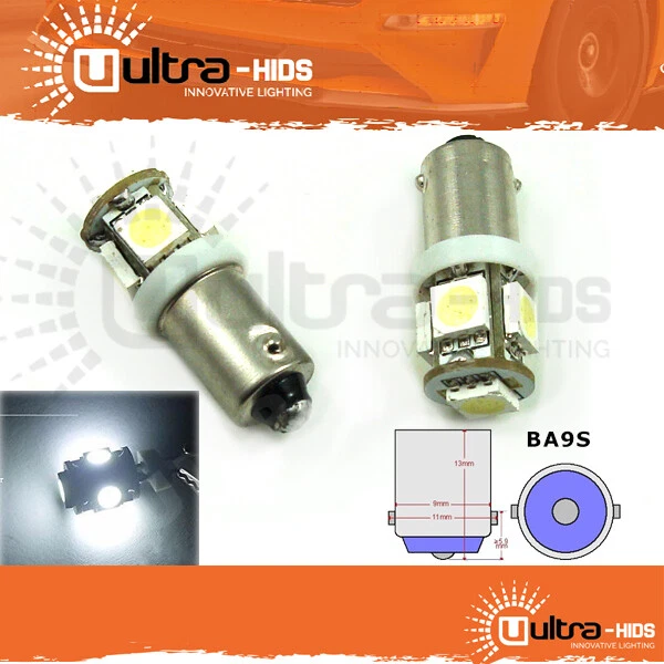 2x 5 LED XENON WHITE SIDE LIGHT BULB 233 BA9S T4W 360 Interior Audi pins a4 a3 - Image 1 of 1