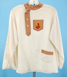 VTG Women's 20s Amoskeag Cotton Pajama Tunic Top W/ Embroidered Patch M/L 1920s - Picture 1 of 24