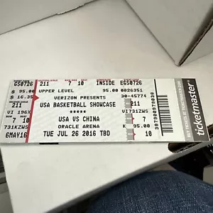 USA Basketball Showcase Ticket : USA vs China 7-26-16 Carmelo, Curry, Davis - Picture 1 of 1