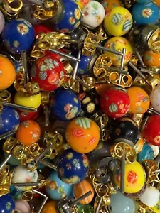 Vintage glass millefiori earrings - lot of 5 pairs, mixed colors - Picture 1 of 3