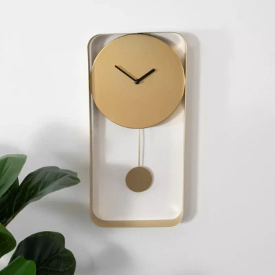 Native Home & Lifestyle Minimalist Design Modern Metal Wall Pendulum Clock GOLD - Image 1 of 3