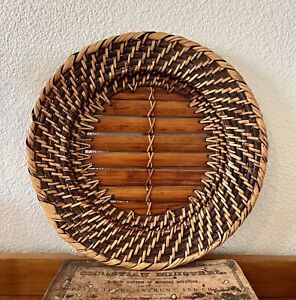 Woven Wicker Rattan Bamboo Round Basket Serving Decorative Bread Tray Platter