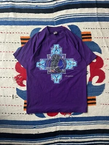 Vintage '90s Made in USA Screen Stars Best Arizona Cowboy Boot Tee Purple Size M - Picture 1 of 4